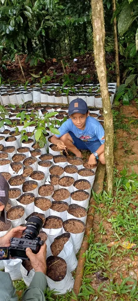 Niños de la comunidad en el vivero